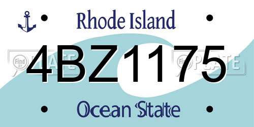 4BZ1175 Rhode Island License Plate