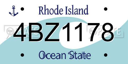 4BZ1178 Rhode Island License Plate