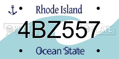 4BZ557 Rhode Island License Plate