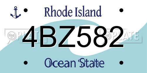 4BZ582 Rhode Island License Plate