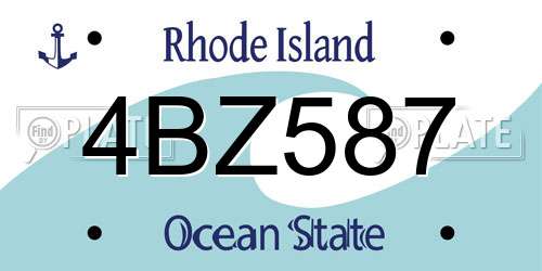 4BZ587 Rhode Island License Plate