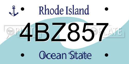 4BZ857 Rhode Island License Plate