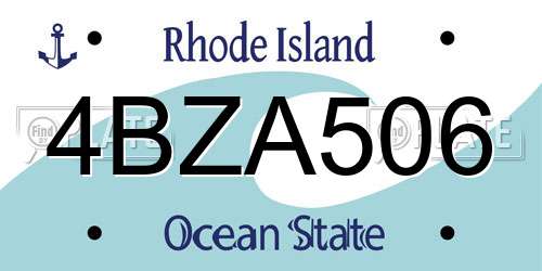 4BZA506 Rhode Island License Plate