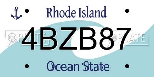 4BZB87 Rhode Island License Plate