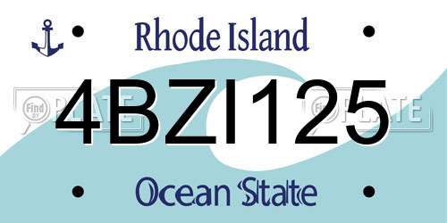 4BZI125 Rhode Island License Plate