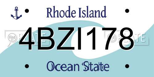 4BZI178 Rhode Island License Plate
