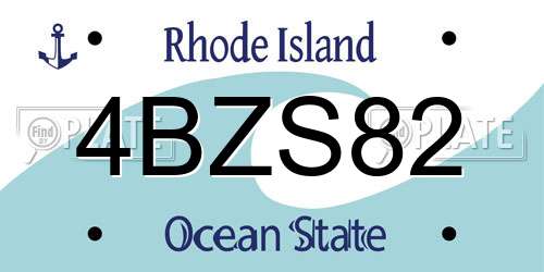 4BZS82 Rhode Island License Plate