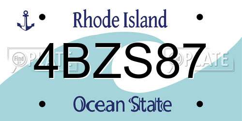 4BZS87 Rhode Island License Plate