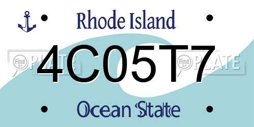 4C05T7 Rhode Island License Plate