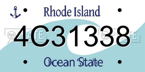4C31338 Rhode Island License Plate