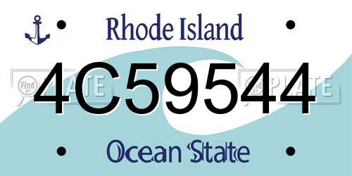 4C59544 Rhode Island License Plate