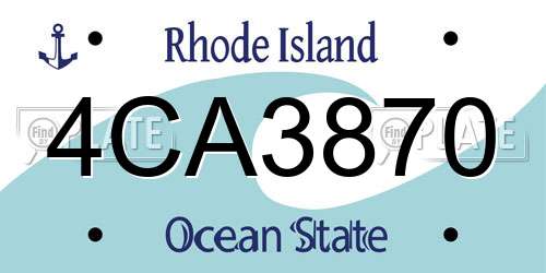 4CA3870 Rhode Island License Plate