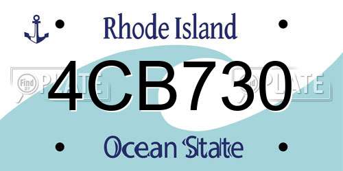 4CB730 Rhode Island License Plate