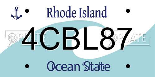 4CBL87 Rhode Island License Plate