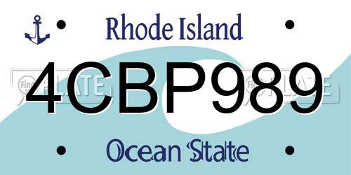4CBP989 Rhode Island License Plate