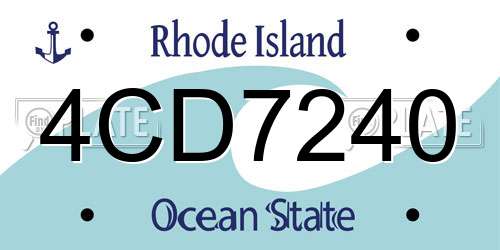 4CD7240 Rhode Island License Plate