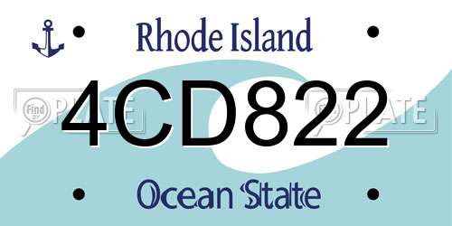 4CD822 Rhode Island License Plate