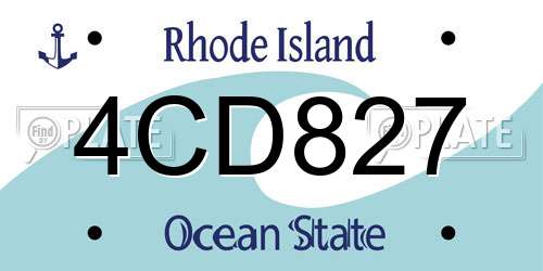 4CD827 Rhode Island License Plate