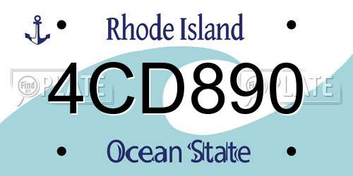 4CD890 Rhode Island License Plate