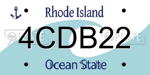 4CDB22 Rhode Island License Plate