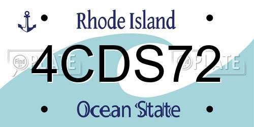 4CDS72 Rhode Island License Plate