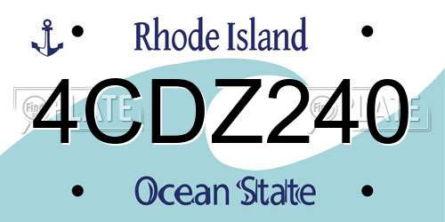 4CDZ240 Rhode Island License Plate
