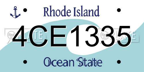 4CE1335 Rhode Island License Plate