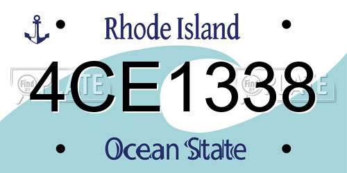 4CE1338 Rhode Island License Plate