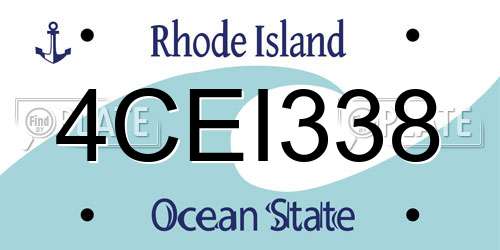 4CEI338 Rhode Island License Plate