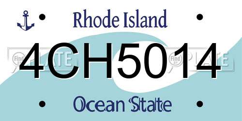 4CH5014 Rhode Island License Plate