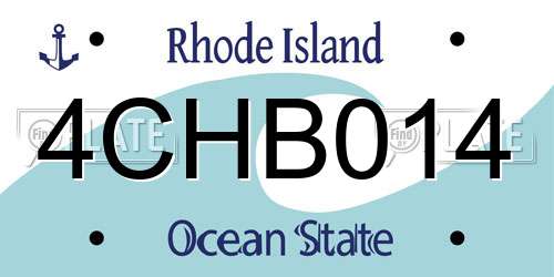 4CHB014 Rhode Island License Plate