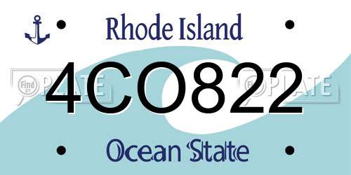 4CO822 Rhode Island License Plate