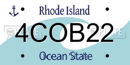4COB22 Rhode Island License Plate