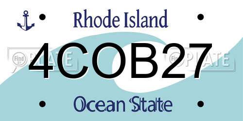 4COB27 Rhode Island License Plate