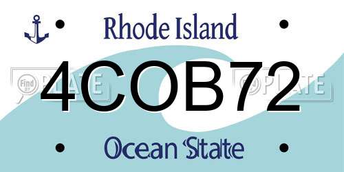 4COB72 Rhode Island License Plate