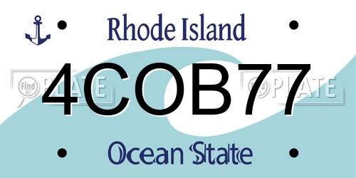 4COB77 Rhode Island License Plate