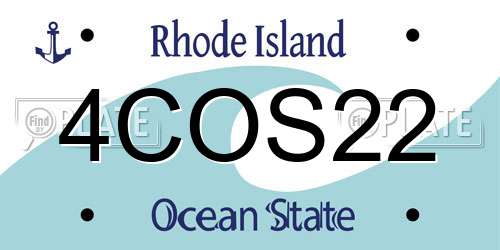 4COS22 Rhode Island License Plate