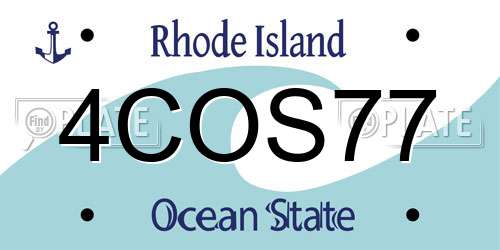 4COS77 Rhode Island License Plate