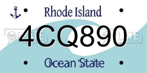 4CQ890 Rhode Island License Plate