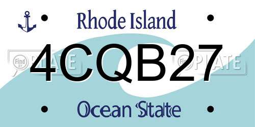 4CQB27 Rhode Island License Plate