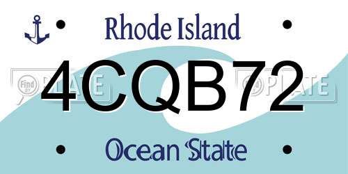 4CQB72 Rhode Island License Plate