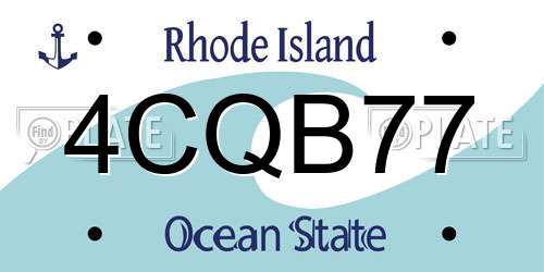 4CQB77 Rhode Island License Plate