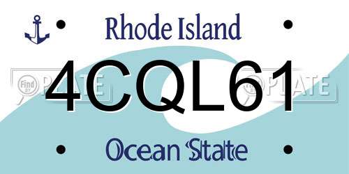 4CQL61 Rhode Island License Plate
