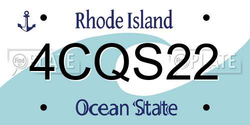 4CQS22 Rhode Island License Plate