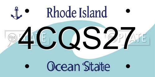 4CQS27 Rhode Island License Plate