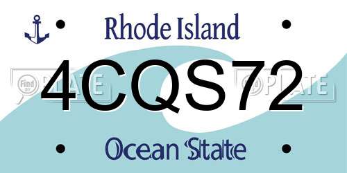 4CQS72 Rhode Island License Plate