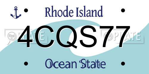4CQS77 Rhode Island License Plate