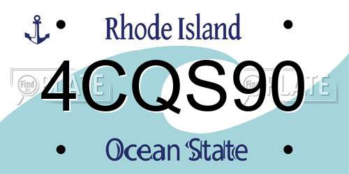 4CQS90 Rhode Island License Plate