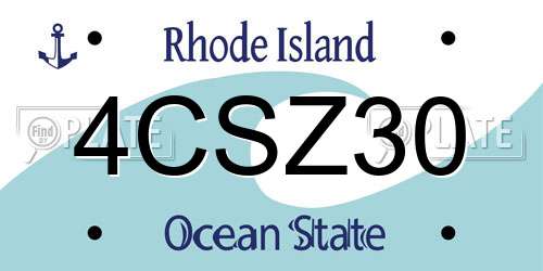 4CSZ30 Rhode Island License Plate