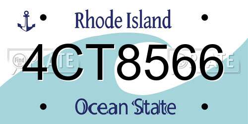 4CT8566 Rhode Island License Plate